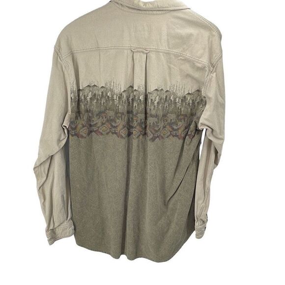 Cabelas Women Long Sleeve Top Button Down Shirt southwest Tan Large - Picture 9 of 16